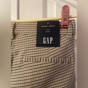 GAP Plaid Skinny Ankle Pants - Brown and White